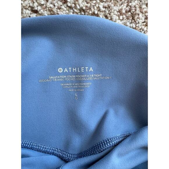 Athleta Salutation Stash Pocket II 7/8 Tight, size Large, Light Blue/Green - Picture 3 of 9